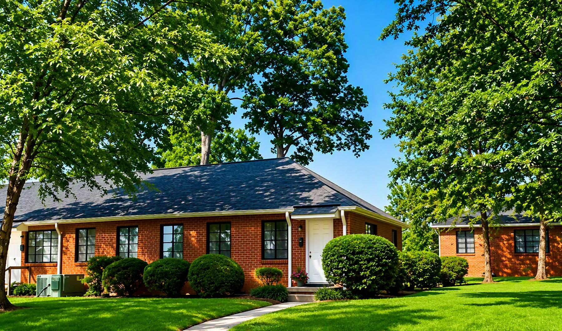 a brick house with a driveway